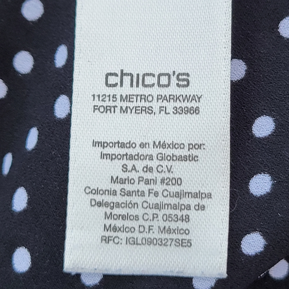 Chico's black + white polka dot double layer sleeveless GEORGETTE blouse size 0 - Picture 12 of 13